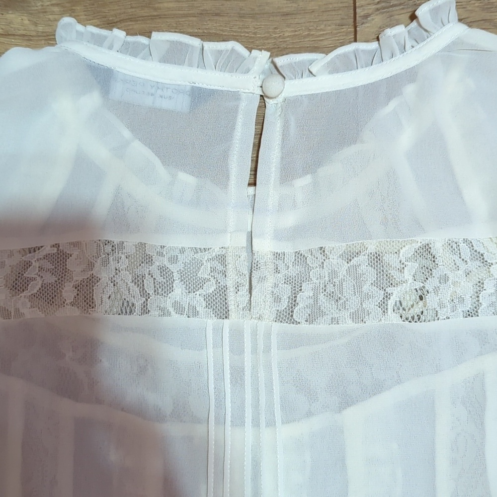 Dorothy Perkins Cream Lace Detail Victorian Romantic Sheer Blouse sz 14 - Picture 10 of 10